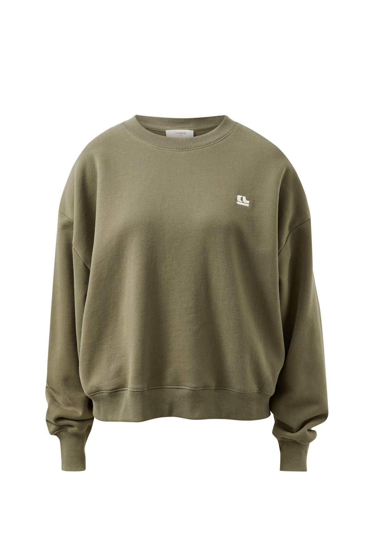 Quinn Slouchy Crew Washed Olive