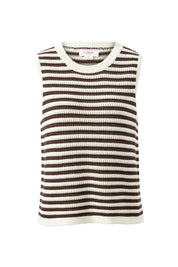 Maddy Mesh Knit Tank Brunette Stripe