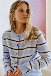 Laine Long Sleeve Knit Cardi/Blue Stripe