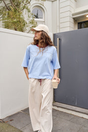 Devon Slouchy Seam Tee - China Blue