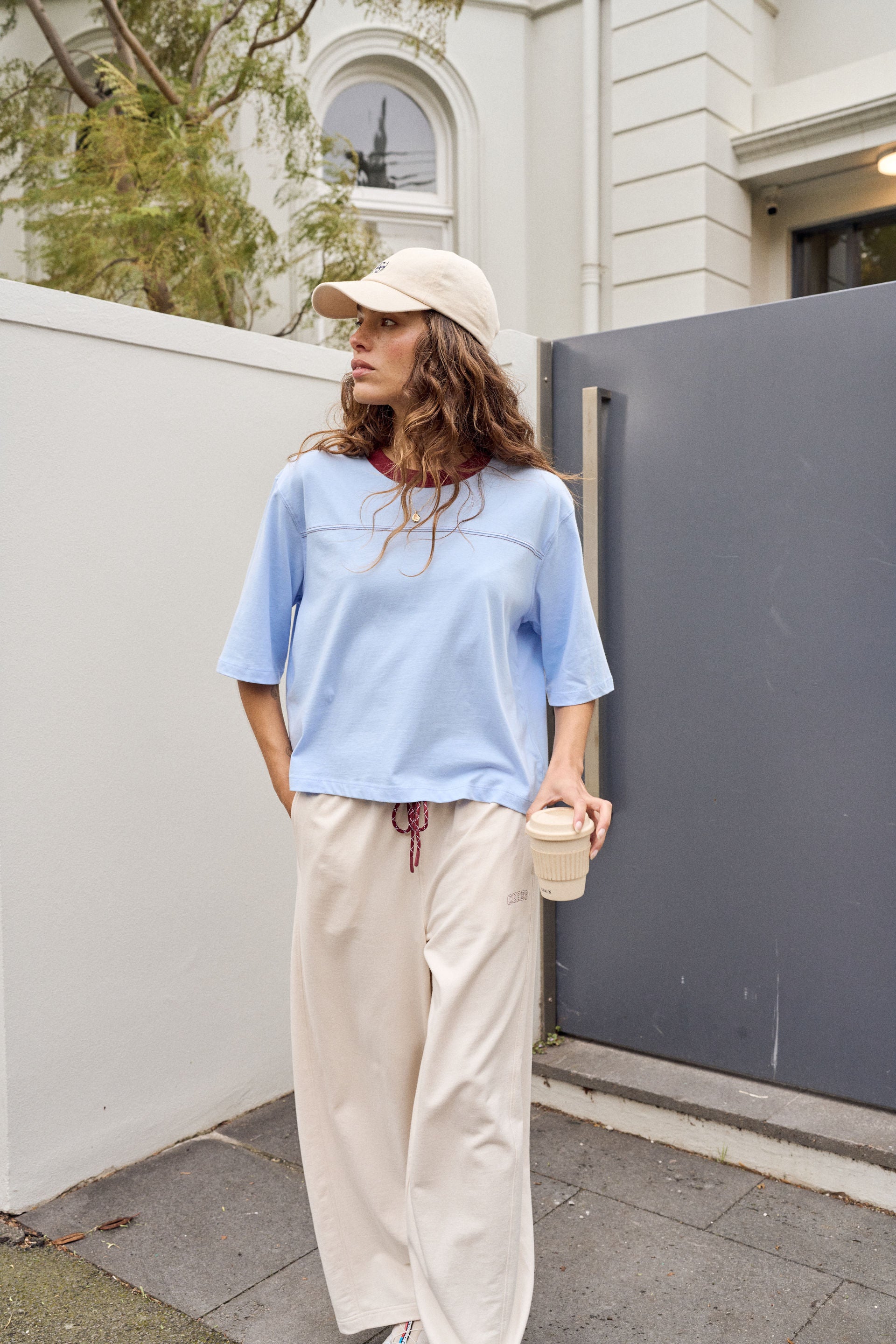 Devon Slouchy Seam Tee - China Blue