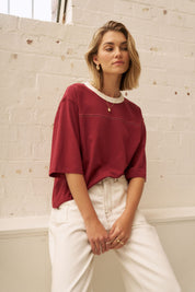 Devon Slouchy Seam Tee Mulberry