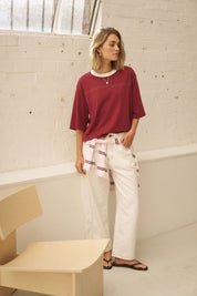 Devon Slouchy Seam Tee Mulberry