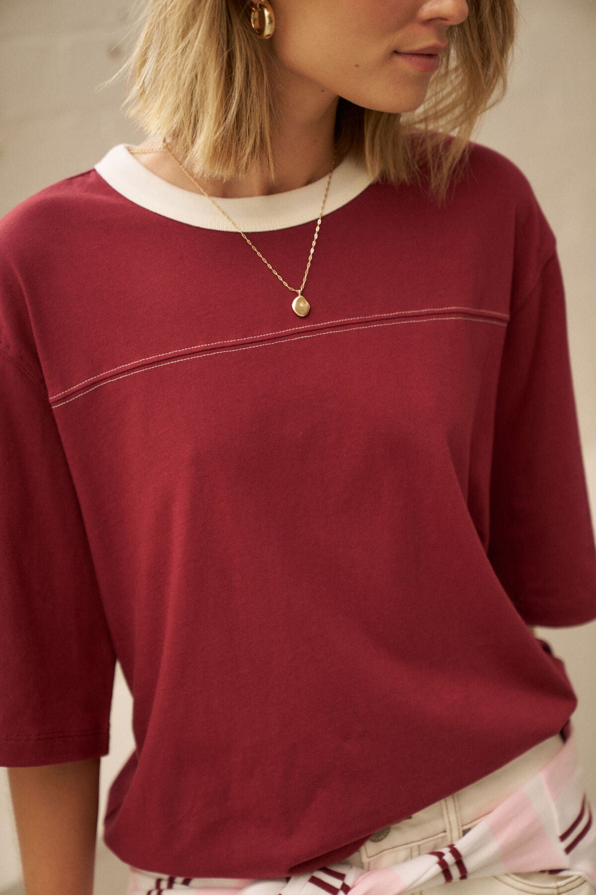 Devon Slouchy Seam Tee Mulberry