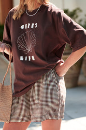 Luna Oversized Tee/Brunette/Milk Shell