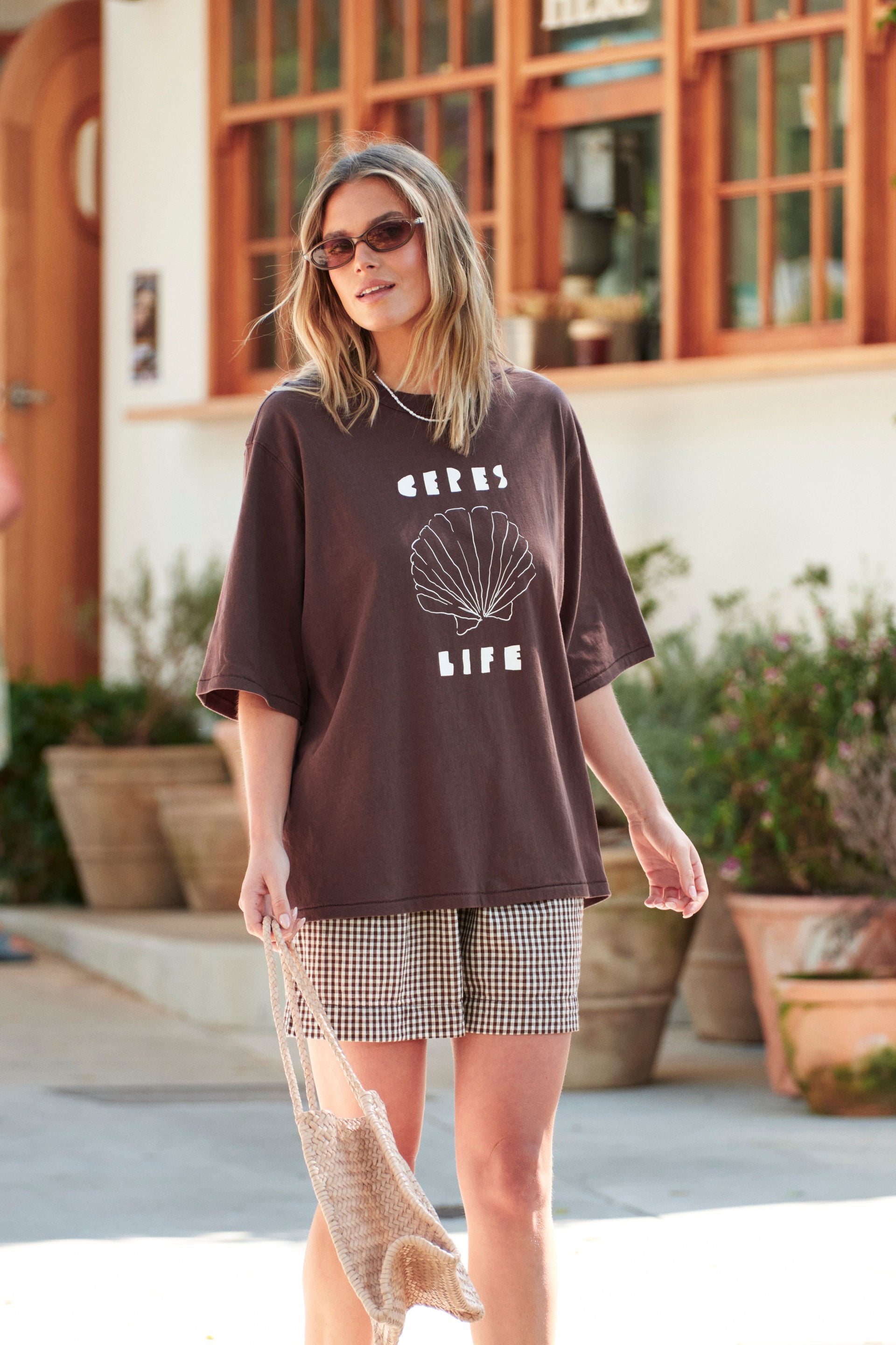 Luna Oversized Tee/Brunette/Milk Shell