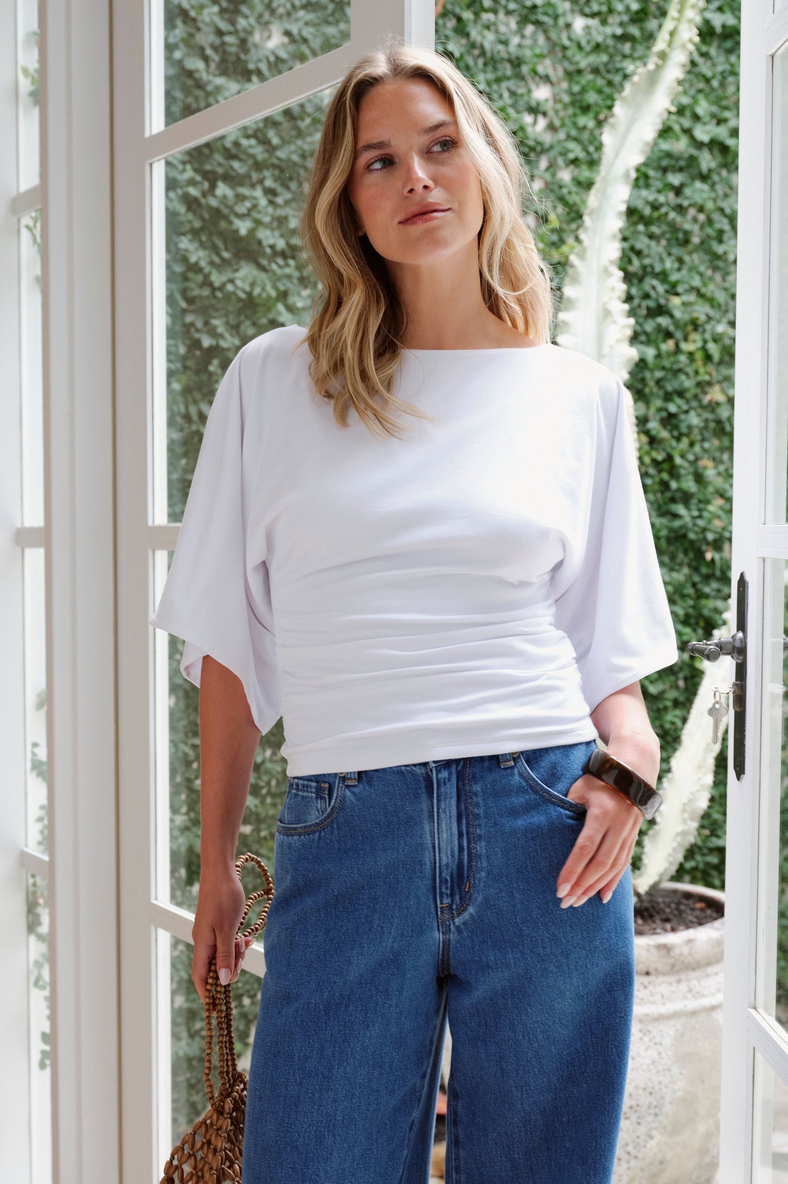 Molly Relaxed Sleeve Top - White