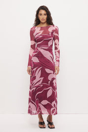 Peta Sheer Maxi Dress Painterly Floral