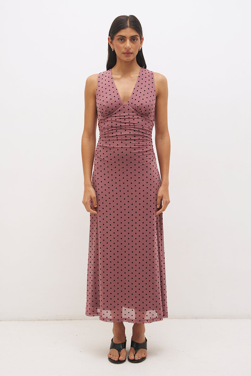 Sonata Spot Dress Rosewood And Black