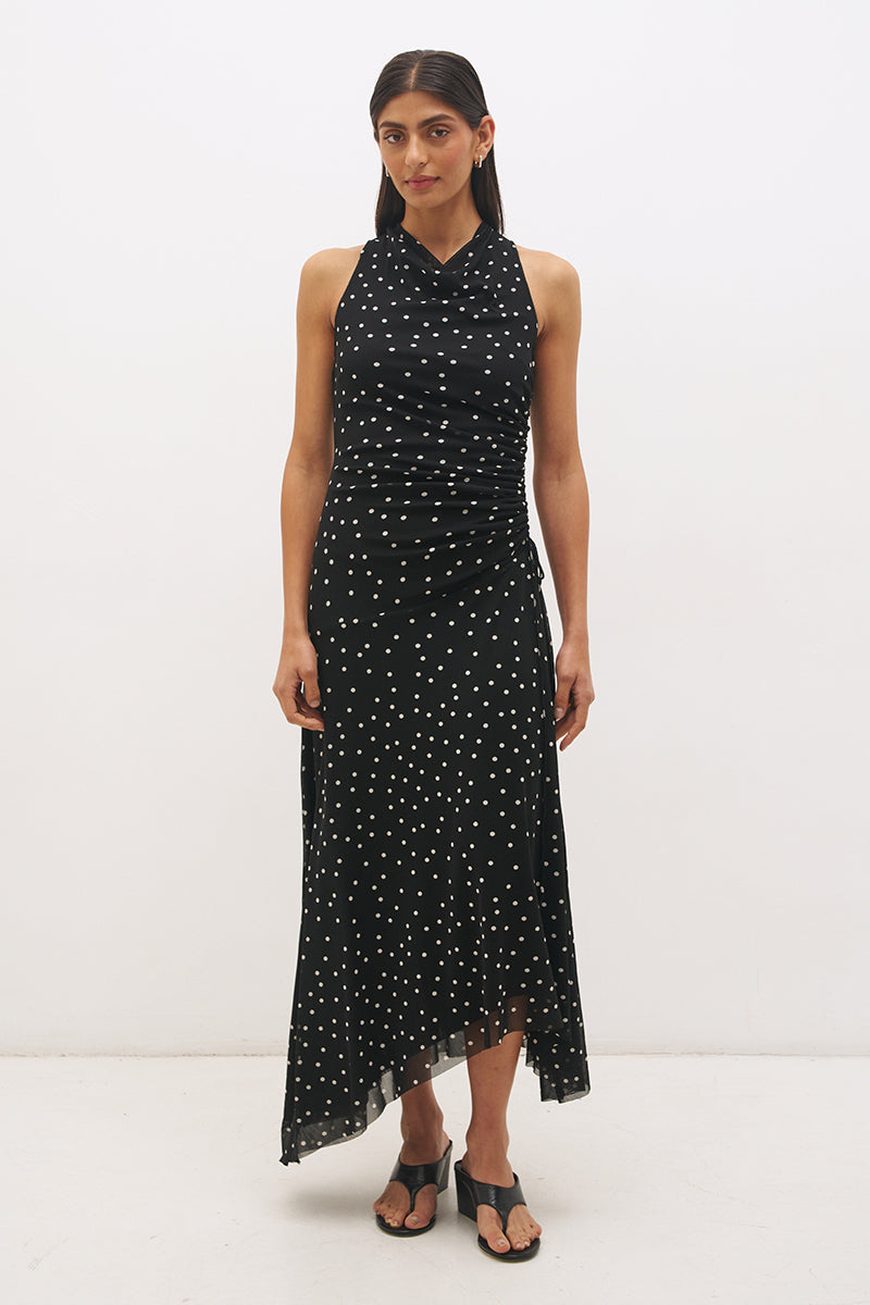 Vesper Spot Dress Black Base Polka Dot