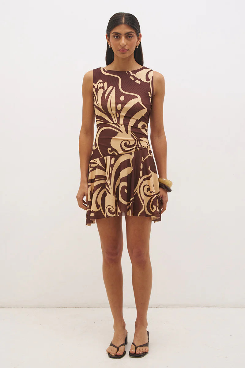 Tamarind Mini Dress Cacao Floral