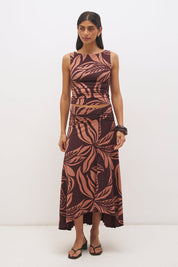 Farah Draped Skirt Flowy Leaf