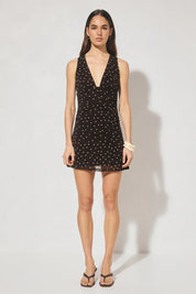Halston Mini Dress Chocolate Polka Dot