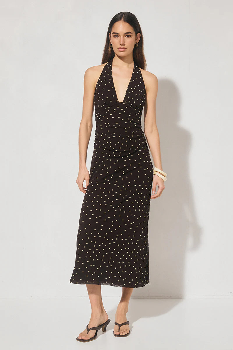 Halston Dress Chocolate Polka Dot