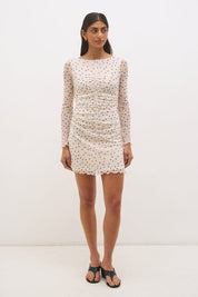 Vesper Spot Long Sleeve Mini Dress Cream Base Polka Dot