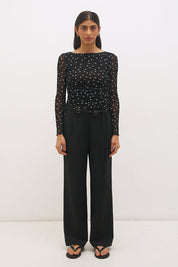 Vesper Spot Long Sleeve Top Black Base Polka Dot