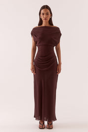 Ada Off Shoulder Dress - Chocolate