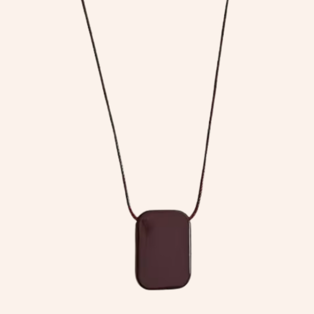 Zora Square Pendant Necklace Cherry Choc