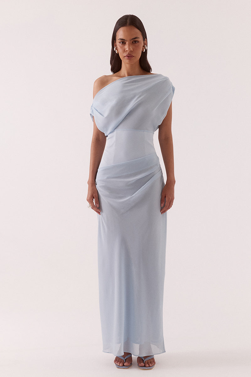 Ada Off Shoulder Dress - Whisper Blue