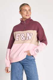 Varsity Logo Sweater - Pink Plum - Pink Plum Stripe
