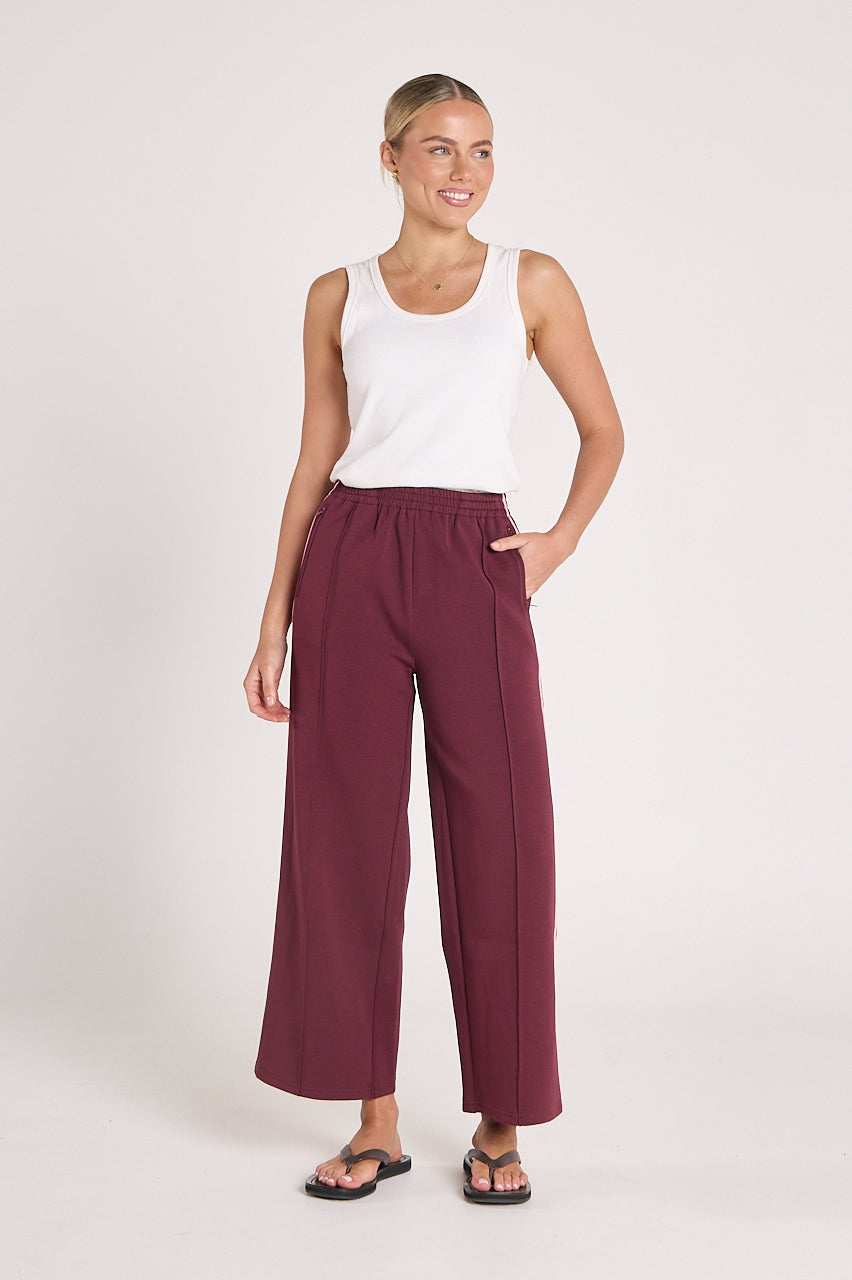 Noah Cropped Pant - Plum Pink Stripe