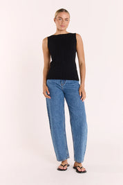 Lilly Boat Neck Tank - Black