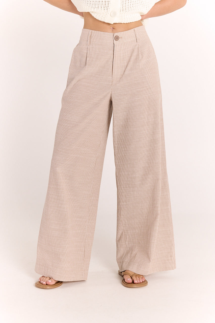 Tilly Pant Mocha Pinstripe