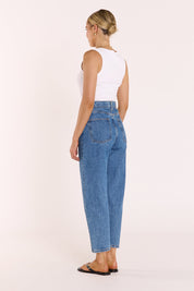 Lola Cropped Barrel Jean - Deep Blue