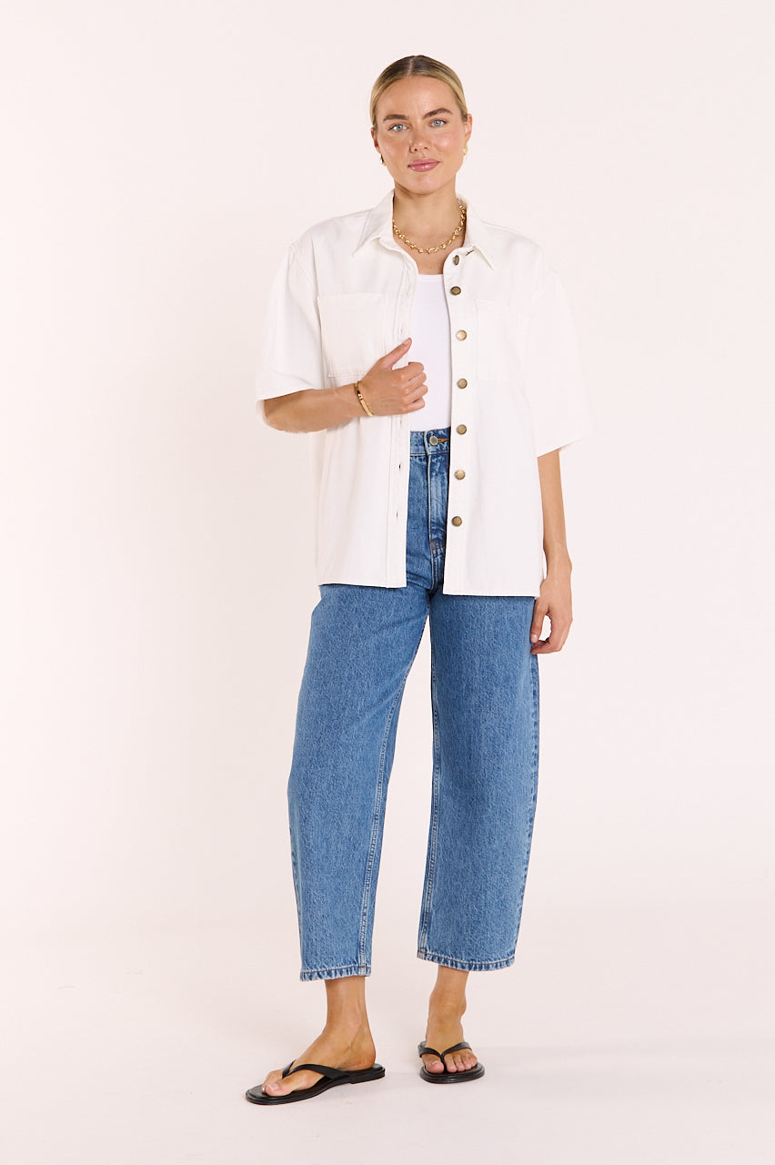 Lola Cropped Barrel Jean - Deep Blue