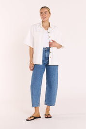 Lola Cropped Barrel Jean - Deep Blue