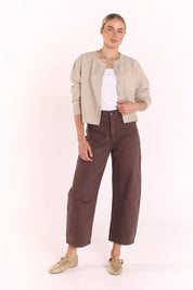 Lola Cropped Barrel Jean - Chocolate