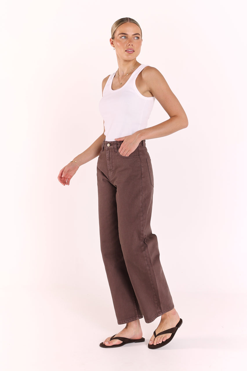 Lola Barrel Jean - Chocolate