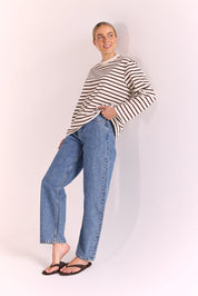 Carter Long Sleeve Tee - Chocolate Cream Stripe