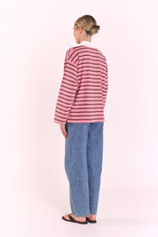 Finn Long Sleeve Rugby Top - Pink Choc Stripe