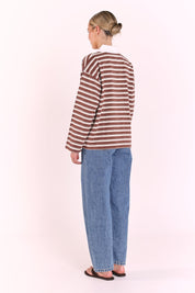 Finn Long Sleeve Rugby Top - Choc Cream