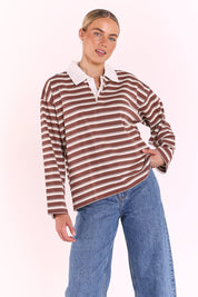 Finn Long Sleeve Rugby Top - Choc Cream