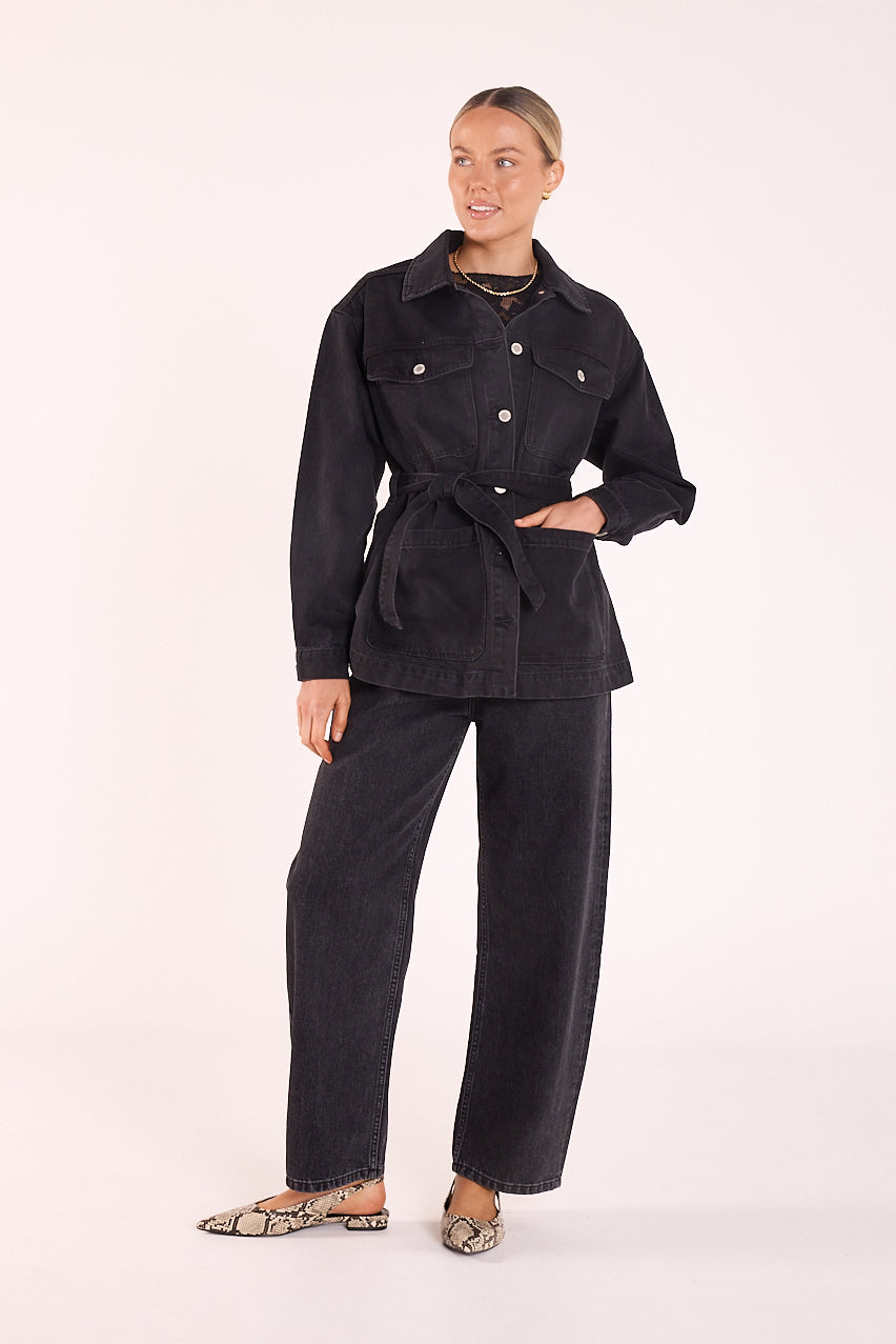 Lola Barrel Jean - Washed Black