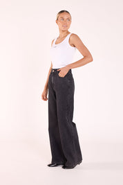 Stevie Wide Leg Jean - Washed Black
