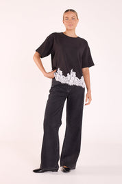 Stevie Wide Leg Jean - Washed Black
