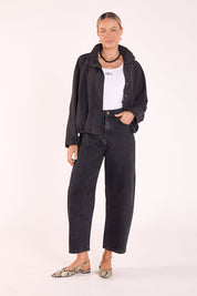 Lola Cropped Barrel Jean - Black