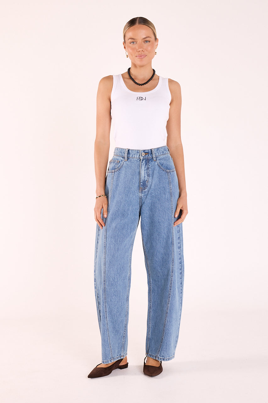 Lola Barrel Jean - Panel Deep Blue