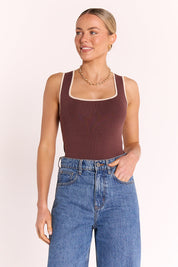 Millie Contrast Tank - Chocolate Cream