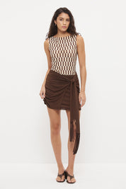 Imprint Mini Dress - Nutmeg/Tiktak Print