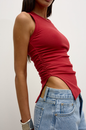 Lana Rouched Tank Red