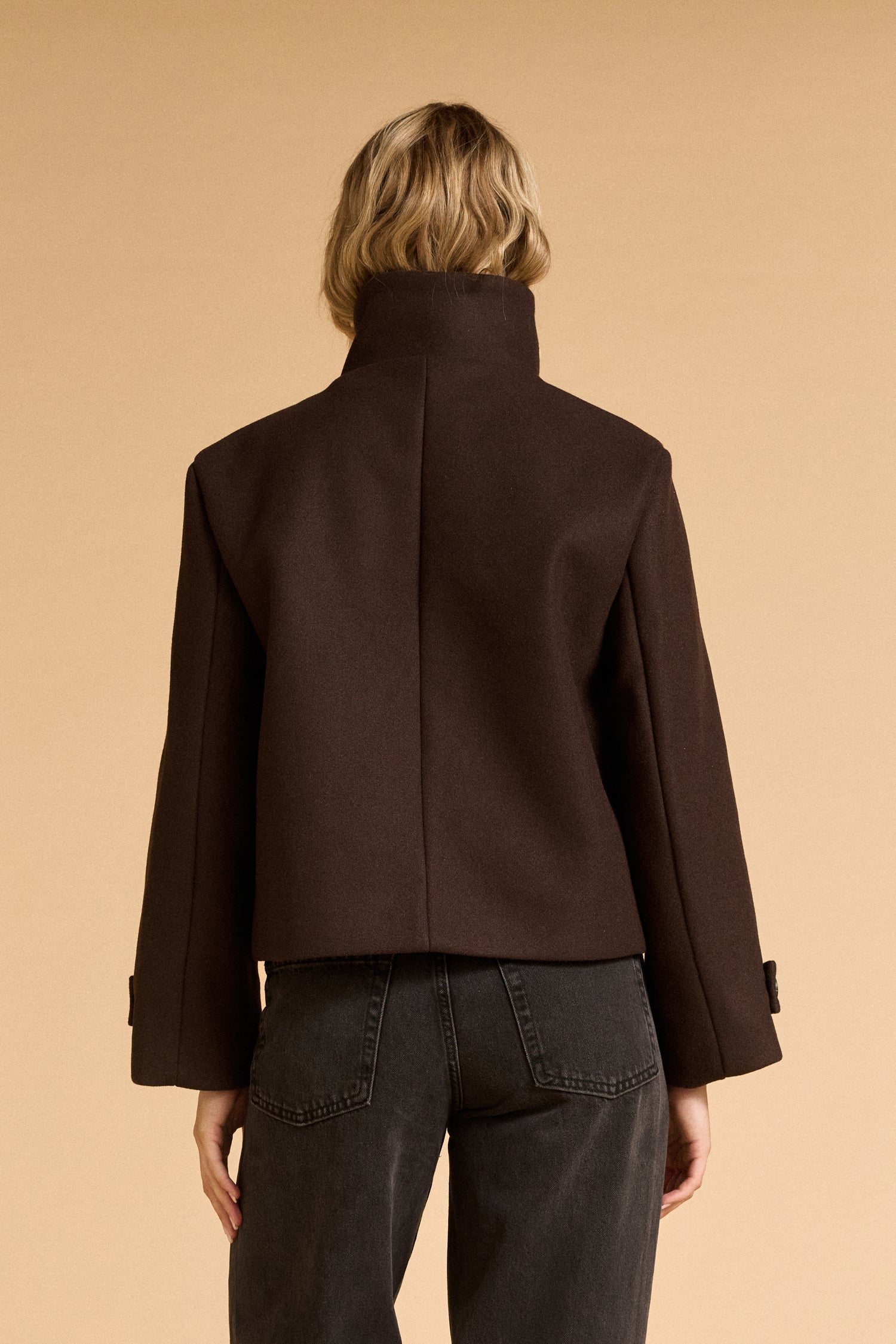 Short Funnel Neck Jacket - Chocolate