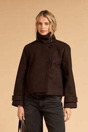 Short Funnel Neck Jacket - Chocolate