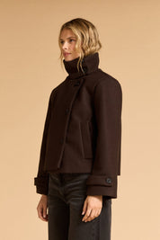 Short Funnel Neck Jacket - Chocolate
