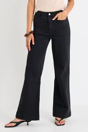 Zoey Black Petite High Rise Wide Leg Pocket Jean