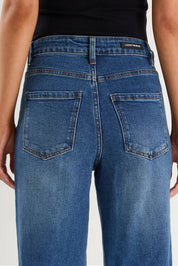 Zoey Marine Blue Petite High Rise Wide Leg Pocket Jean