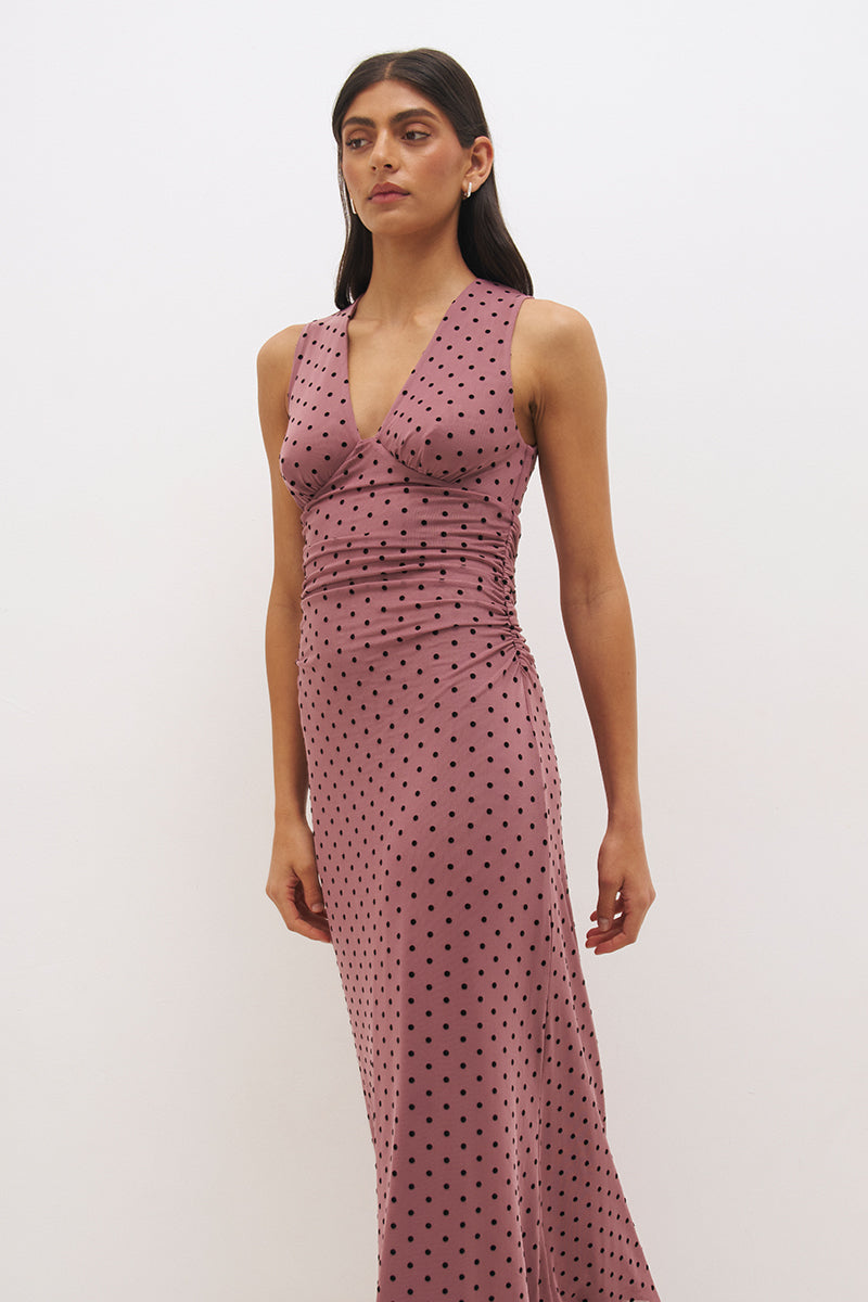 Sonata Spot Dress Rosewood And Black